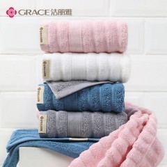 "洁丽雅 Grace 毛巾4条A类新疆纯棉柔软洗脸洗澡家用吸水男女情侣加厚大面巾 34*74cm 100G/条 （颜色随机）"